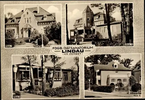 Ak Lindau Zerbst in Anhalt, FDGB Diätssanatorium, Häuser 1 bis 4