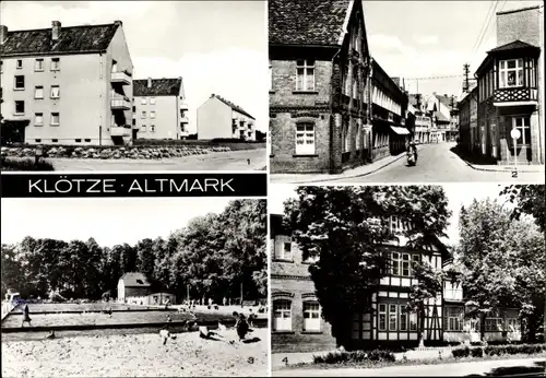 Ak Klötze in der Altmark, Neubauten, Oebisfelder Straße, Waldbad, HO-Kurhaus Klötze