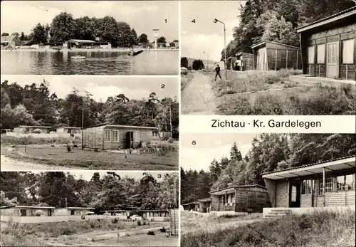 Ak Zichtau Gardelegen in der Altmark, Waldbad, Jugendcampingzentrum, Feriensiedlung
