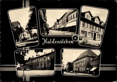 Ak Haldensleben Sachsen Anhalt, Bahnhof, Postamt, Straßenansicht