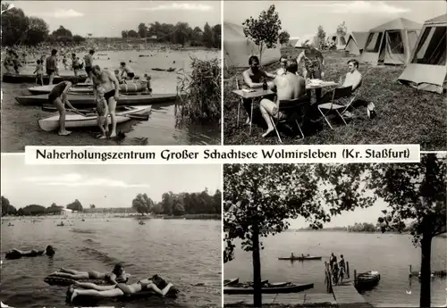 Ak Wolmirsleben Salzlandkreis, Naherholungszentrum Großer Schachtsee, Campingplatz, Badestrand