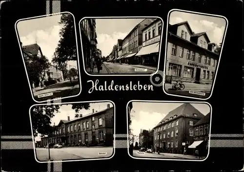 Ak Haldensleben Sachsen Anhalt, Bahnhof, Postamt, Straßenansicht