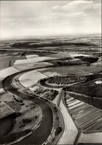 Ak Barby an der Elbe, Saalemündung, Luftbild