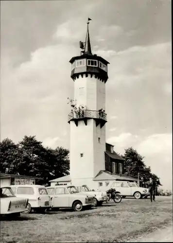 Ak Oberweißbach im Weißbachtal Thüringen, Fröbelturm, Autos, Trabant