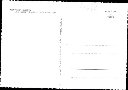 Ak Niederkrüchten am Niederrhein, Dr. Lindemann Straße mit Schule und Kirche
