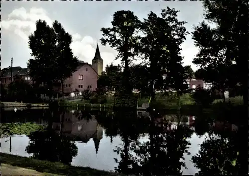 Ak Niederkrüchten am Niederrhein, Dorfweiher mit Kirche