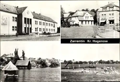 Ak Zarrentin am Schaalsee, Polytechnische Oberschule, Ernst Thälmann Platz, Strandbad