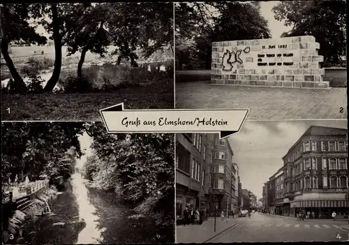 Ak Elmshorn in Holstein, Teich beim Turnerheim, Mahnmal, An der Oberau, Königstraße