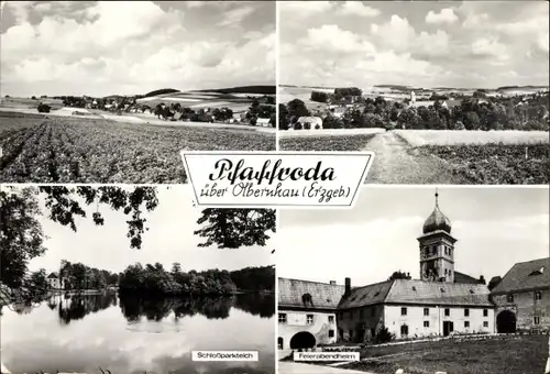 Ak Pfaffroda Olbernhau im Erzgebirge Sachsen, Panorama, Schloßparkteich, Feierabendheim