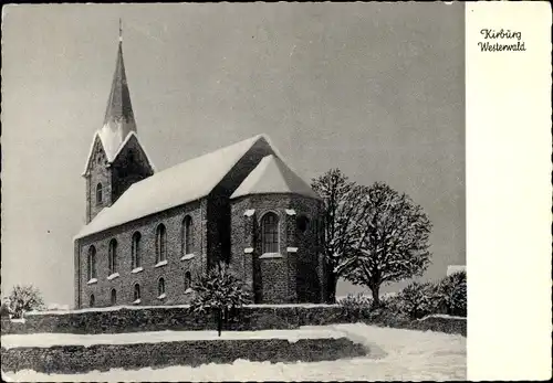 Ak Kirburg im Westerwald, Kirche, Winter, Schnee