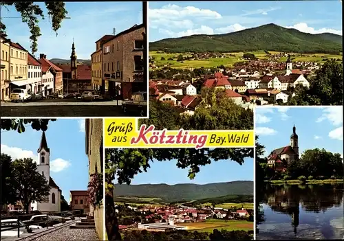 Ak Bad Kötzting im Bayerischen Wald, Panorama, Kirche, Straßenansicht