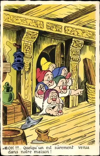 Künstler Ak Walt Disney, Blanche Neige, Schneewittchen und die sieben Zwerge, Snow White