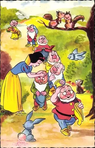 Künstler Ak Walt Disney, Blanche Neige, Nains, Snow White, Schneewittchen, sieben Zwerge