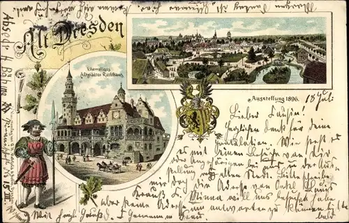 Litho Dresden Altstadt, Ehemaliges Altstädter Rathaus, Ausstellung 1896