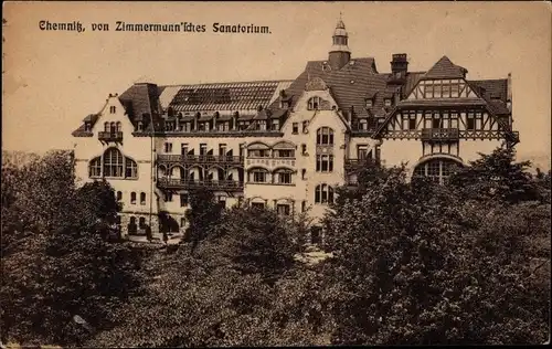 Ak Chemnitz Sachsen, Ort von Zimmermann'sches Sanatorium