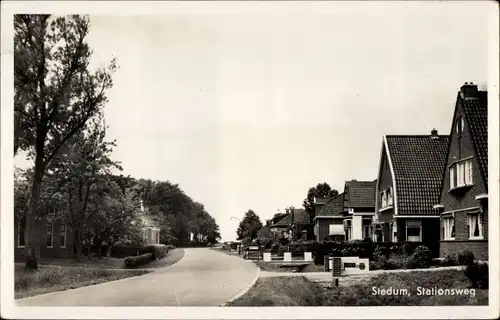 Ak Stedum Groningen Niederlande, Stationsweg