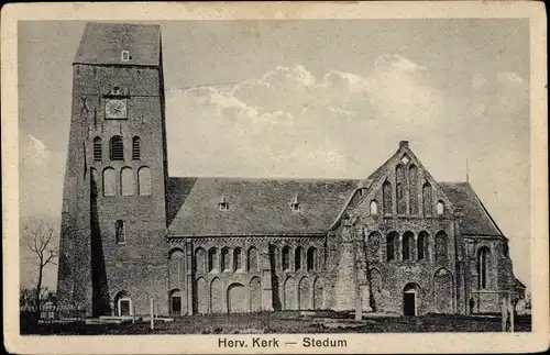 Ak Stedum Groningen Niederlande, Herv. Kerk