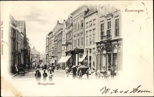 Ak Groningen Niederlande, Burgstraat, Passanten