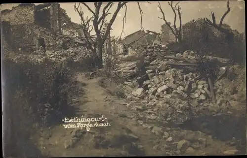 Ak Béthincourt Meuse, Kriegszerstörung 1. WK