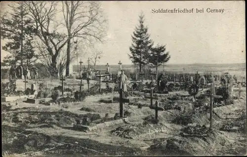 Ak Cernay Sennheim Elsass Haut Rhin, Soldatenfriedhof