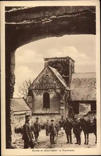 Ak Juvigny Marne, Kirche, Franz. Soldaten