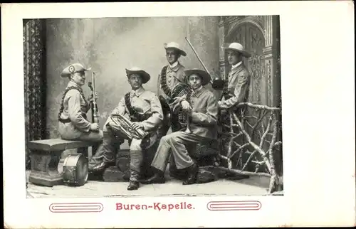 Ak Südafrika, Burenkapelle, Soldaten aus dem Burenkrieg, Musikinstrumente