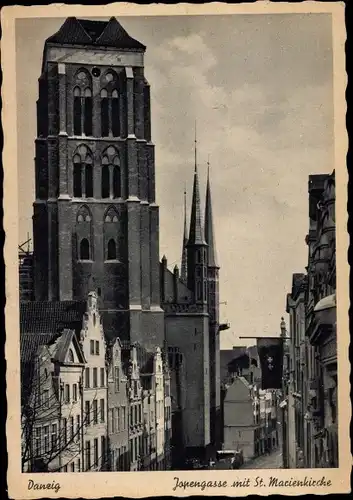 Ak Gdańsk Danzig, Jopengasse mit St. Marienkirche