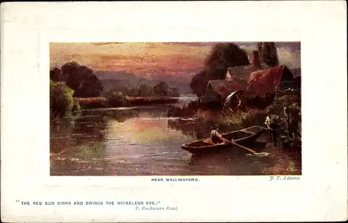 Künstler Ak Adams, Wallingford Oxfordshire England, The red Sun sinks and brings the noiseless Eve