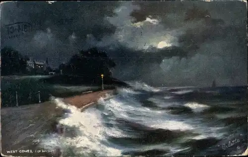 Künstler Ak West Cowes Isle of Wight England, Brandung