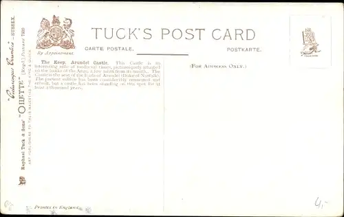 Künstler Ak Arundel West Sussex England, Arundel Castle, the Keep