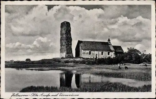 Ak Insel Pellworm Nordfriesland, Alte Kirche mit Turmruine