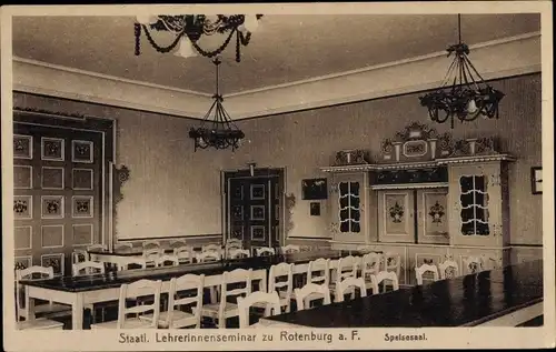 Ak Rothenburg ob der Tauber Mittelfranken, Staatl. Lehrerinnenseminar, Speisesaal