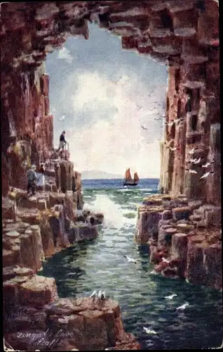 Künstler Ak Fingals Cave Staffa Schottland, Höhle