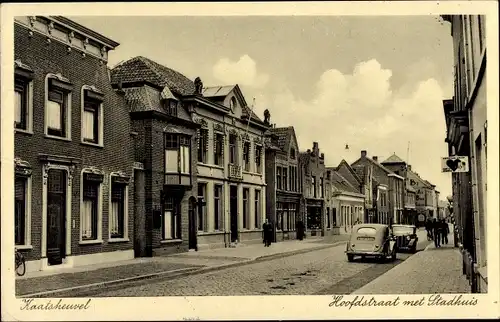 Ak Kaatsheuvel Nordbrabant Niederlande, Hoofdstraat met Stadhuis