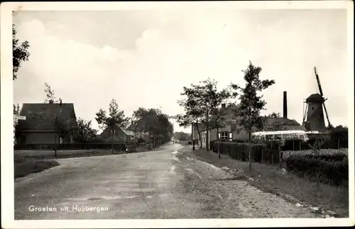 Ak Huijbergen Nordbrabant Niederlande, Ortsansicht mit Windmühle