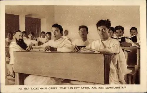 Ak Heeswijk Nordbrabant, Father Bazelmans Geeft Lessen in het Latijn aan zijn Seminaristen