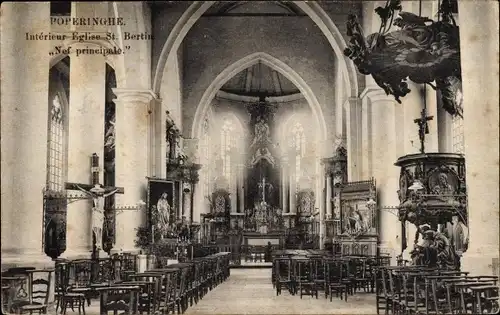 Ak Poperinghe Poperinge Westflandern, Interieur Eglise St. Bertin, Altar