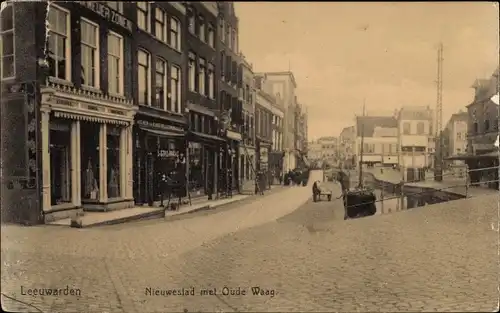 Ak Leeuwarden Friesland Niederlande, Nieuwestad met Oude Waag