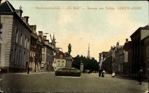 Ak Leeuwarden Friesland Niederlande, Gouverneursplein, Us Heit, Bureau van Politie