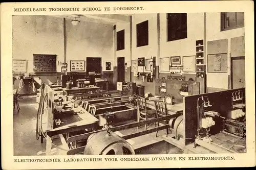 Ak Dordrecht Südholland Niederlande, Middelbare technische School, Laboratorium