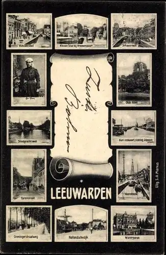 Ak Leeuwarden Friesland Niederlande, Ortsansichten, Tracht, Windmühle, Torenstraat, Olde Hove