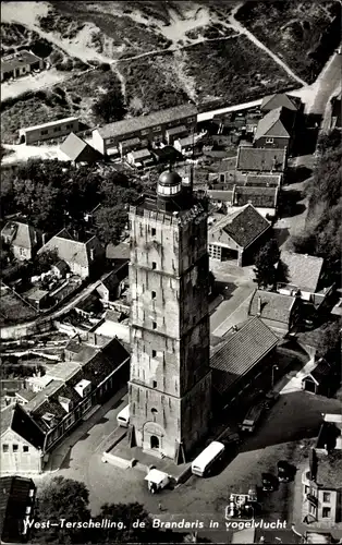 Ak West Terschelling Friesland Niederlande, De Brandaris in vogelvlucht