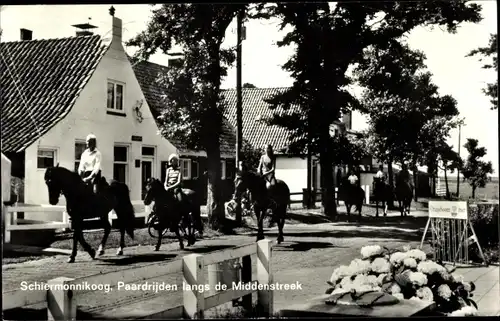 Ak Schiermonnikoog Friesland Niederlande, Paardrijden langs de Middenstreek