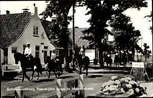 Ak Schiermonnikoog Friesland Niederlande, Paardrijden langs de Middenstreek