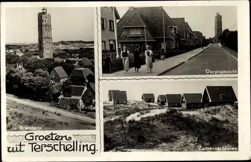 Ak Terschelling Friesland Niederlande, de Brandaris, Dorpsgezicht, Zomerverblijven