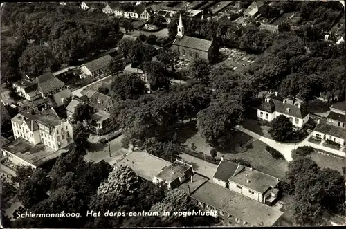 Ak Schiermonnikoog Friesland Niederlande, Het dorps-centrum in voglevlucht