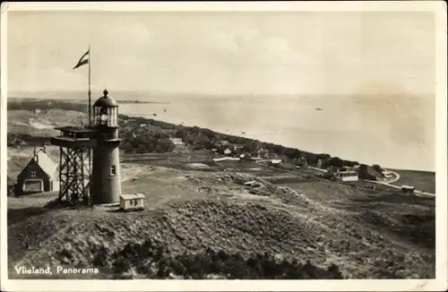 Ak Vlieland Friesland Niederlande, Panorama, Leuchtturm