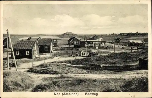 Ak Nes Ameland Friesland Niederlande, Badweg, Häuser