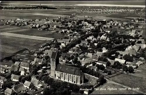 Ak Hollum Ameland Friesland Niederlande, Fliegeraufnahme vom Ort