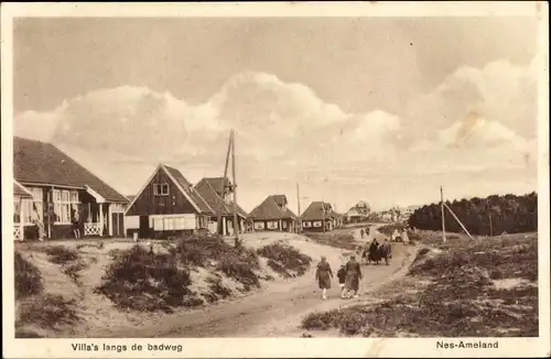 Ak Nes Ameland Friesland Niederlande, Villa's langs de badweg